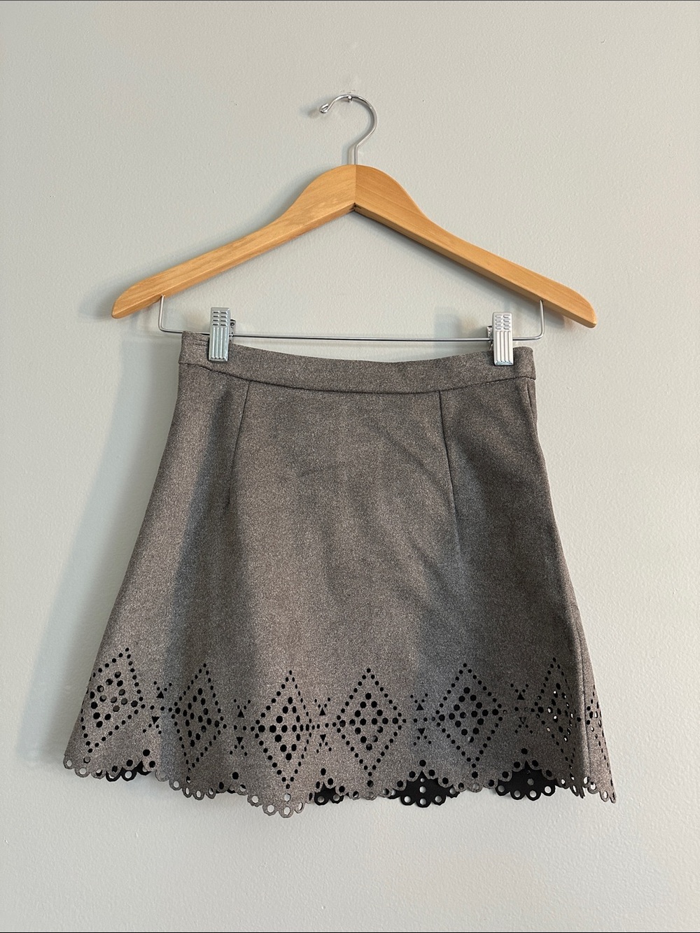 Women's Gray A-Line Skirt with Laser-Cut Hem size small